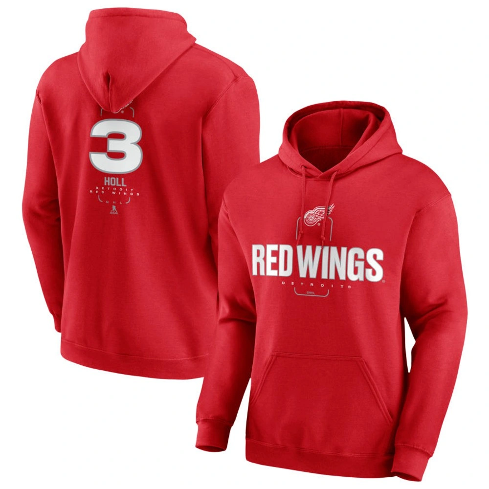 Men's Detroit Red Wings Red Midfielder Justin Holl Player Pullover Hoodie Men's Detroit Red Wings Red Midfielder Justin Holl Player Pullover Hoodie