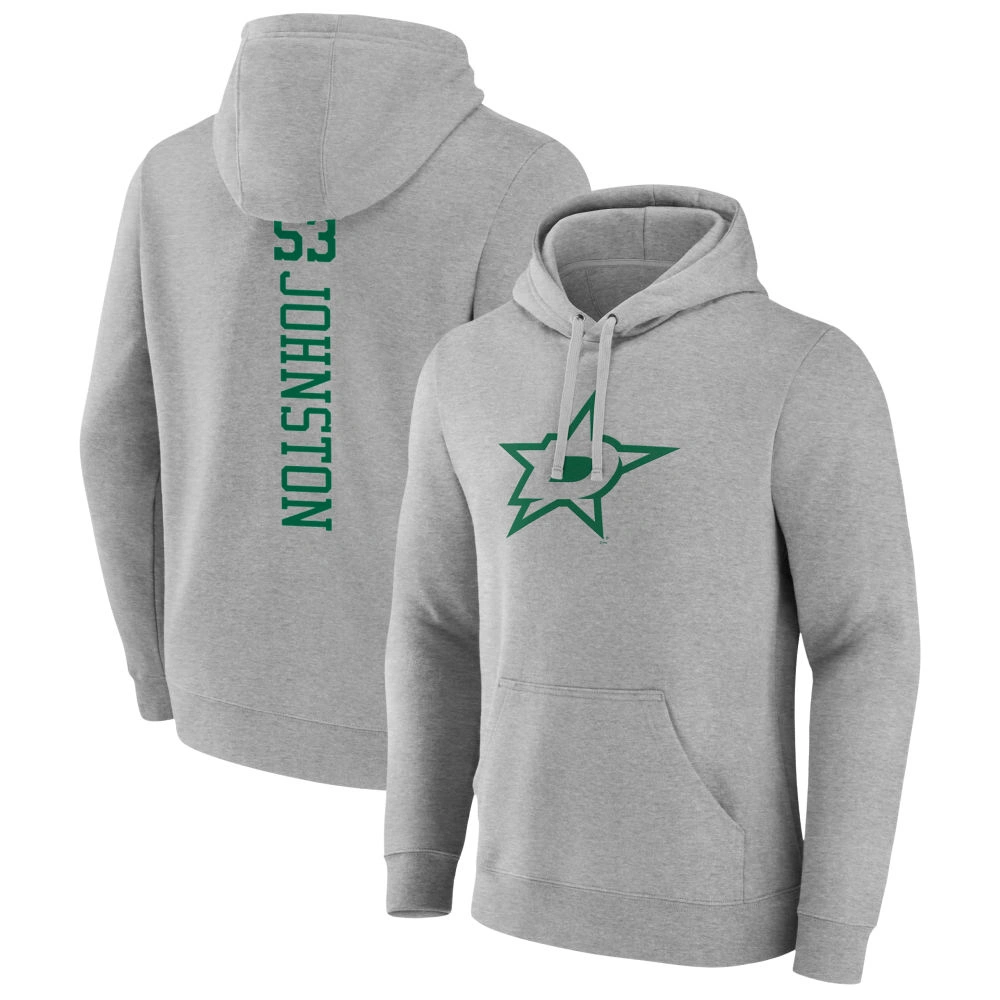 Men's Dallas Stars Heather Gray Wyatt Johnston Player Pullover Hoodie Men's Dallas Stars Heather Gray Wyatt Johnston Player Pullover Hoodie