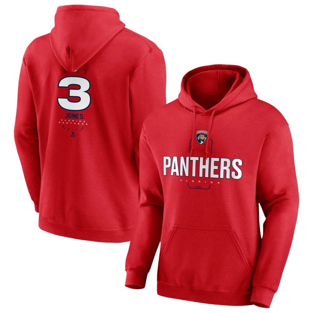 Men's Florida Panthers Red Midfielder Seth Jones Player Pullover Hoodie