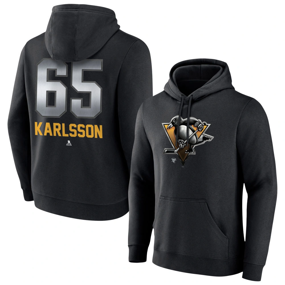 Youth Pittsburgh Penguins Black Midnight Mascot Logo Erik Karlsson Pullover Hoodie Youth Pittsburgh Penguins Black Midnight Mascot Logo Erik Karlsson Pullover Hoodie
