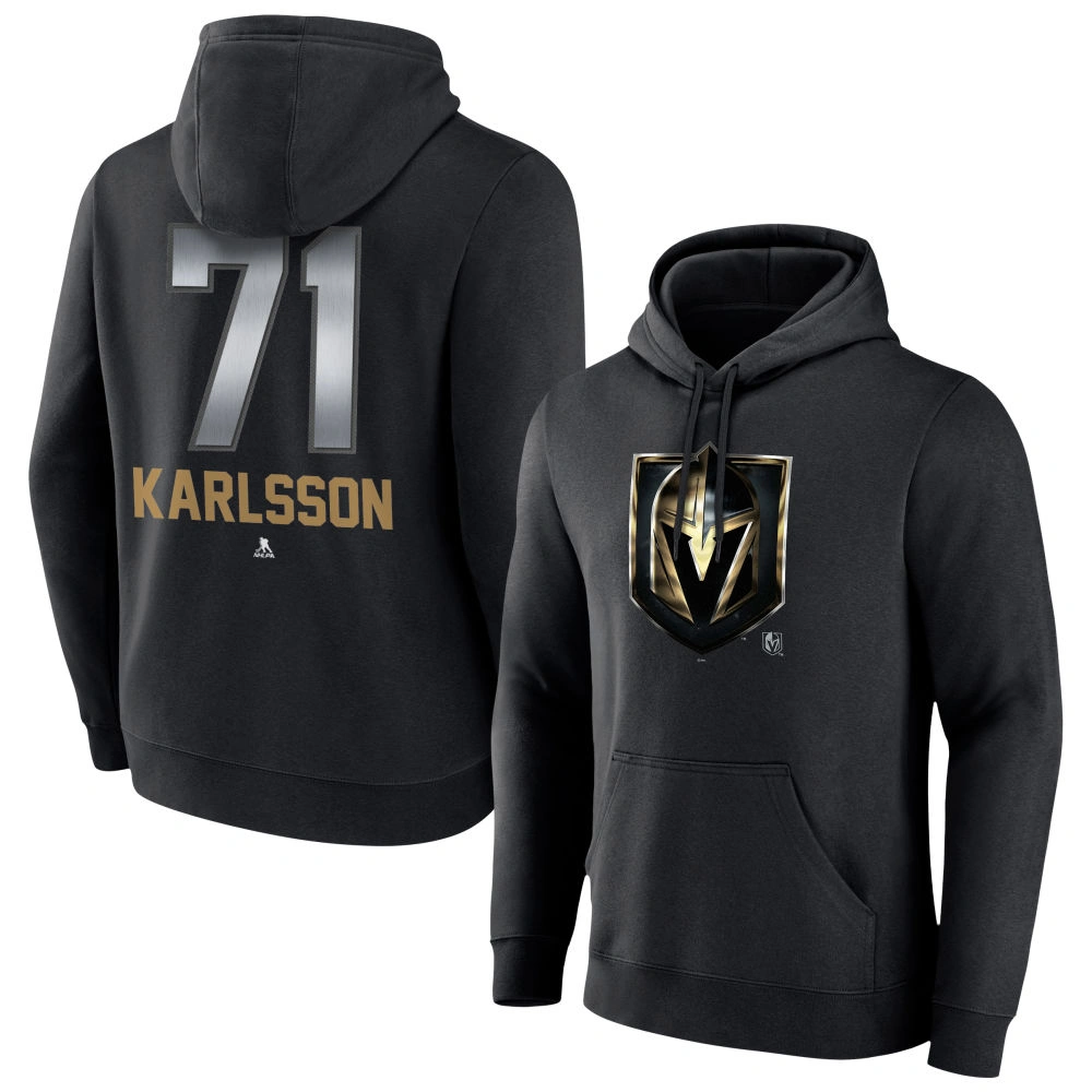 Youth Vegas Golden Knights Black Midnight Mascot Logo William Karlsson Pullover Hoodie Youth Vegas Golden Knights Black Midnight Mascot Logo William Karlsson Pullover Hoodie