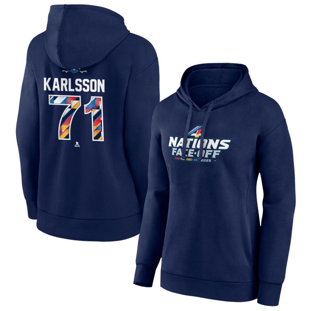 Women's 2025 Four Nations Face-Off William Karlsson Player Pullover Hoodie - Navy