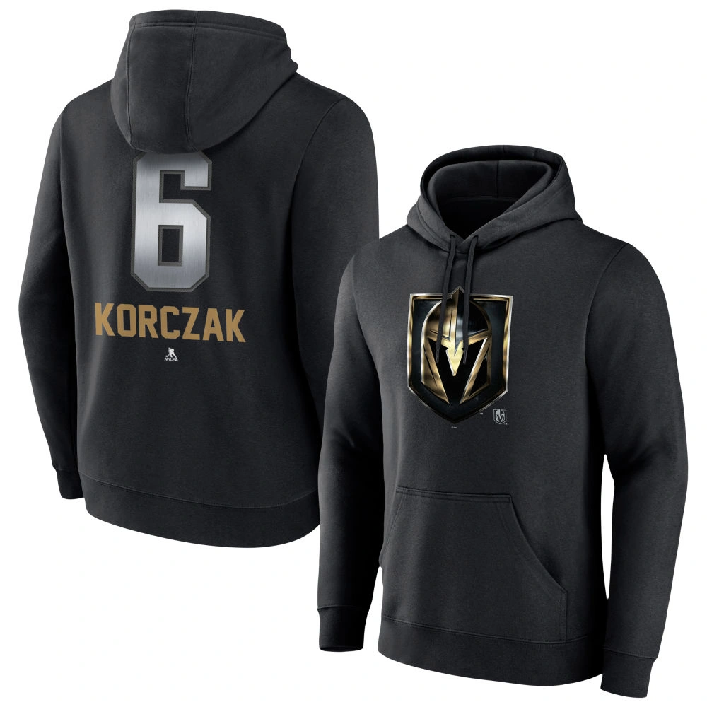 Youth Vegas Golden Knights Black Midnight Mascot Logo Kaedan Korczak Pullover Hoodie Youth Vegas Golden Knights Black Midnight Mascot Logo Kaedan Korczak Pullover Hoodie