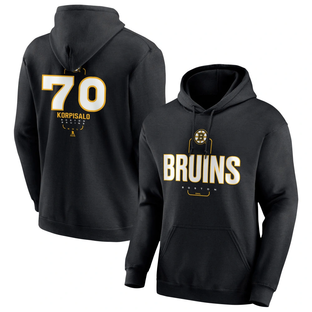 Youth Boston Bruins Black Midfielder Joonas Korpisalo #70 Pullover Hoodie Youth Boston Bruins Black Midfielder Joonas Korpisalo #70 Pullover Hoodie