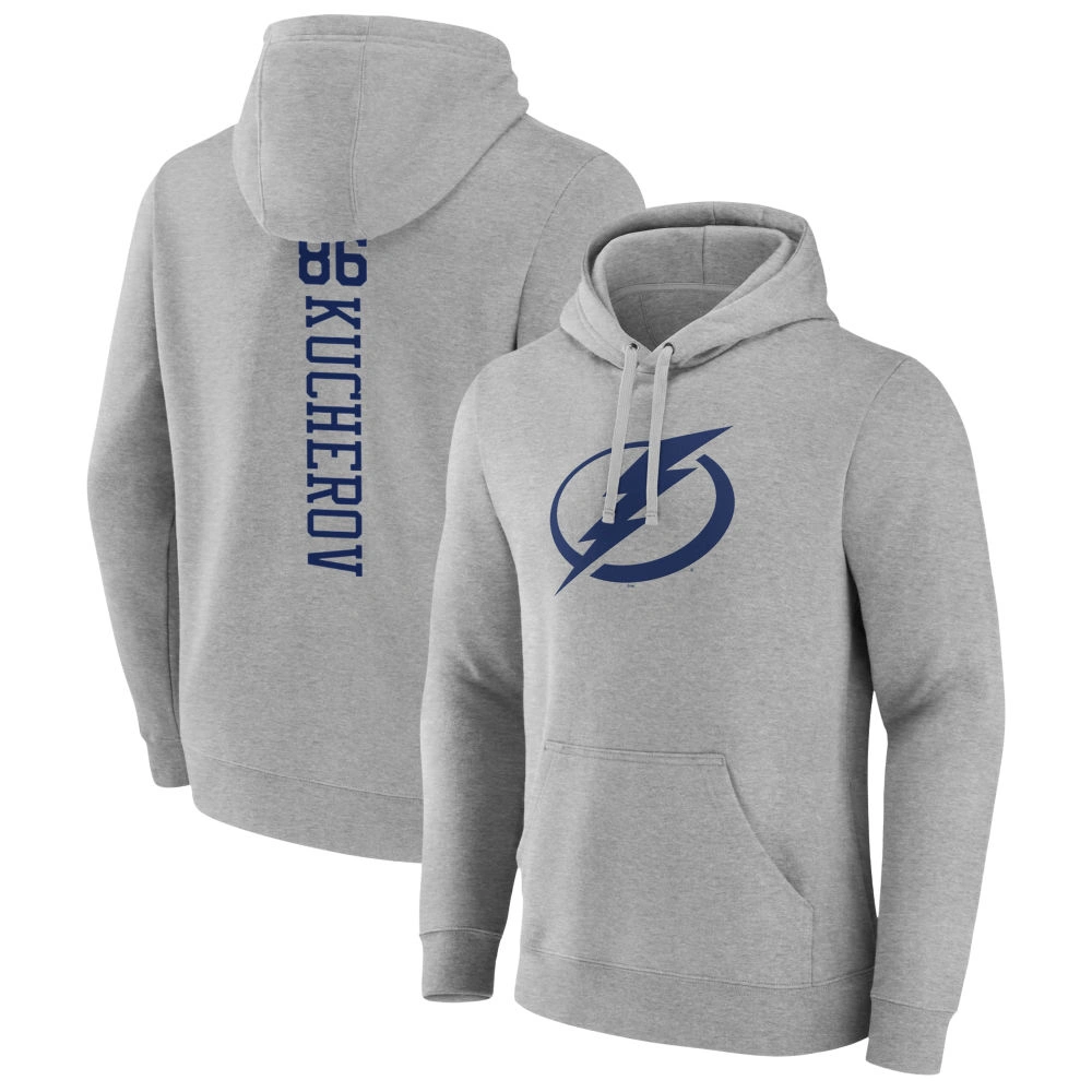 Youth Tampa Bay Lightning Heather Gray Nikita Kucherov Pullover Hoodie Youth Tampa Bay Lightning Heather Gray Nikita Kucherov Pullover Hoodie