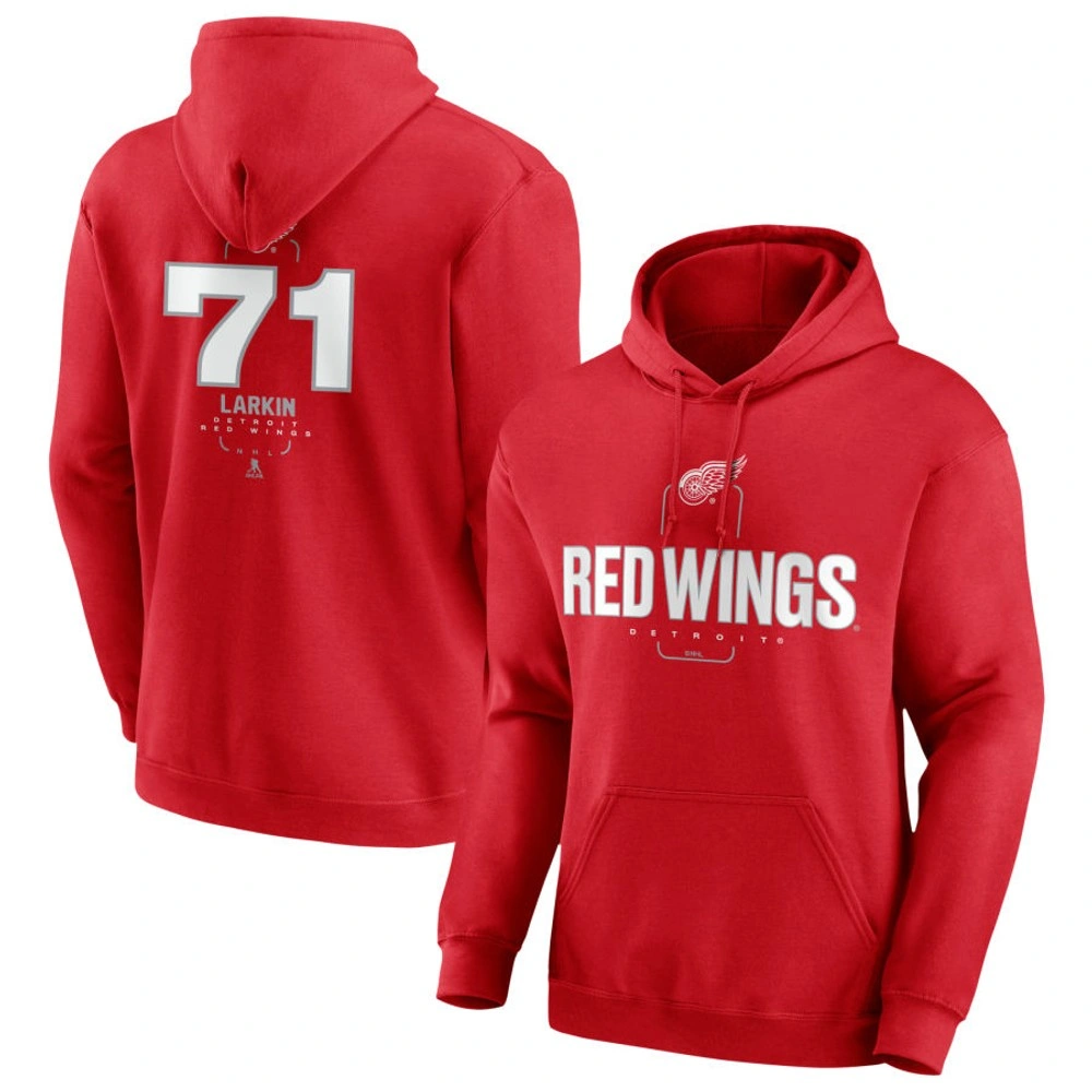 Men's Detroit Red Wings Red Midfielder Dylan Larkin Player Pullover Hoodie Men's Detroit Red Wings Red Midfielder Dylan Larkin Player Pullover Hoodie