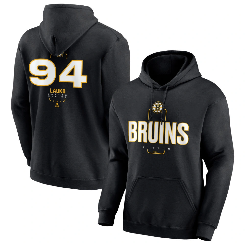 Youth Boston Bruins Black Midfielder Jakub Lauko #94 Pullover Hoodie Youth Boston Bruins Black Midfielder Jakub Lauko #94 Pullover Hoodie
