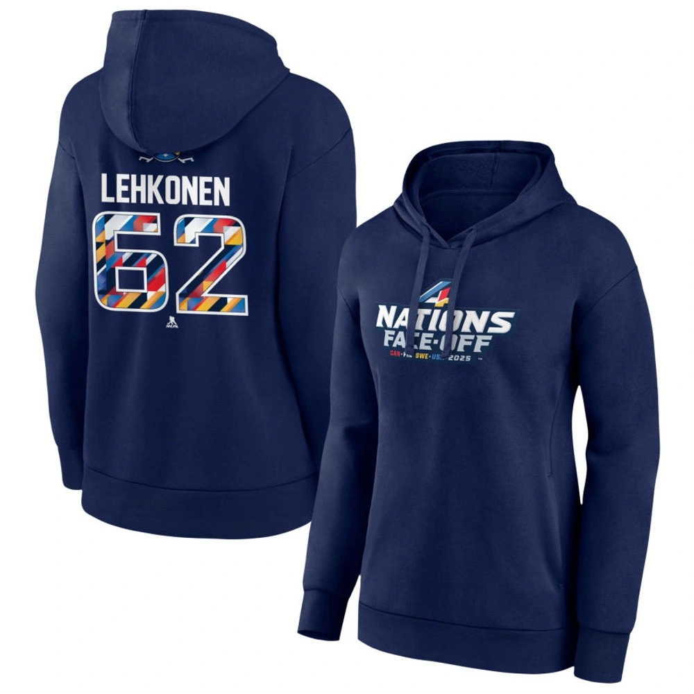 Women's 2025 Four Nations Face-Off Artturi Lehkonen Player Pullover Hoodie - Navy