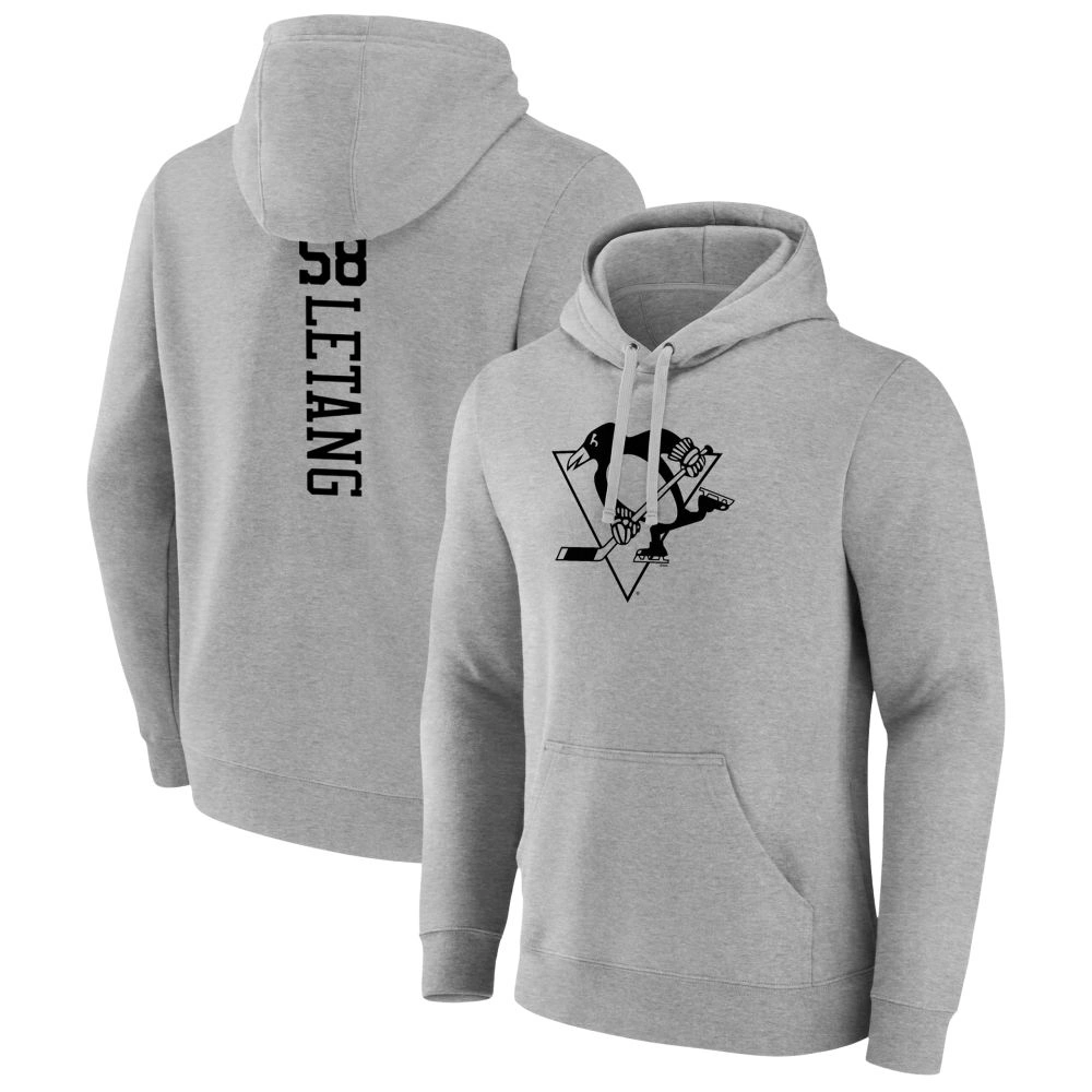 Men's Pittsburgh Penguins Heather Gray Kris Letang Player Pullover Hoodie