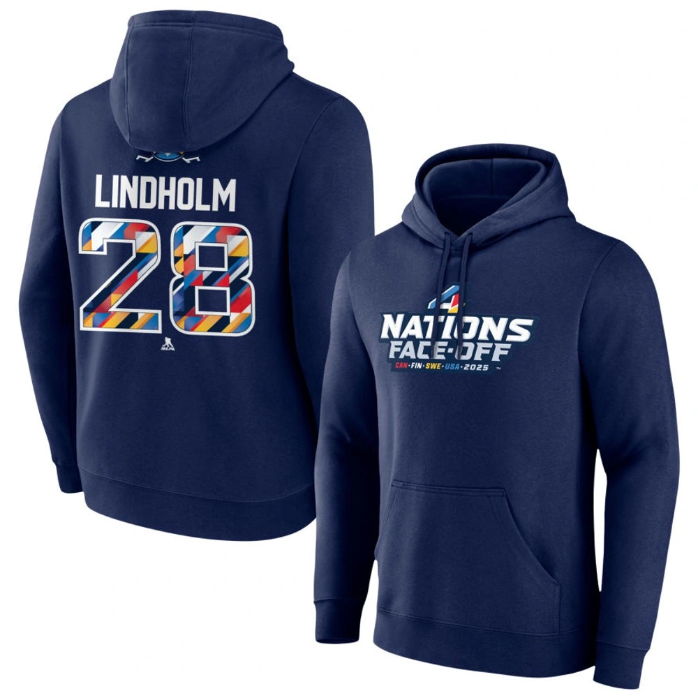 Men's 2025 Four Nations Face-Off Elias Lindholm Pullover Hoodie - Navy Men's 2025 Four Nations Face-Off Elias Lindholm Pullover Hoodie - Navy
