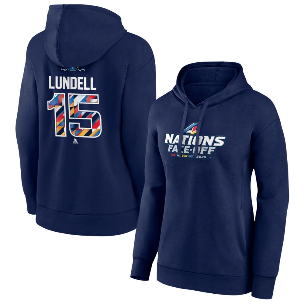 Women's 2025 Four Nations Face-Off Anton Lundell Player Pullover Hoodie - Navy