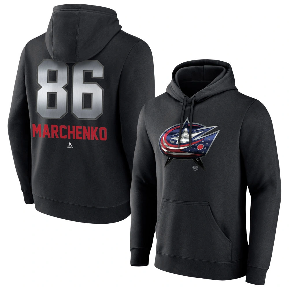 Youth Columbus Blue Jackets Black Midnight Mascot Logo Kirill Marchenko Pullover Hoodie Youth Columbus Blue Jackets Black Midnight Mascot Logo Kirill Marchenko Pullover Hoodie