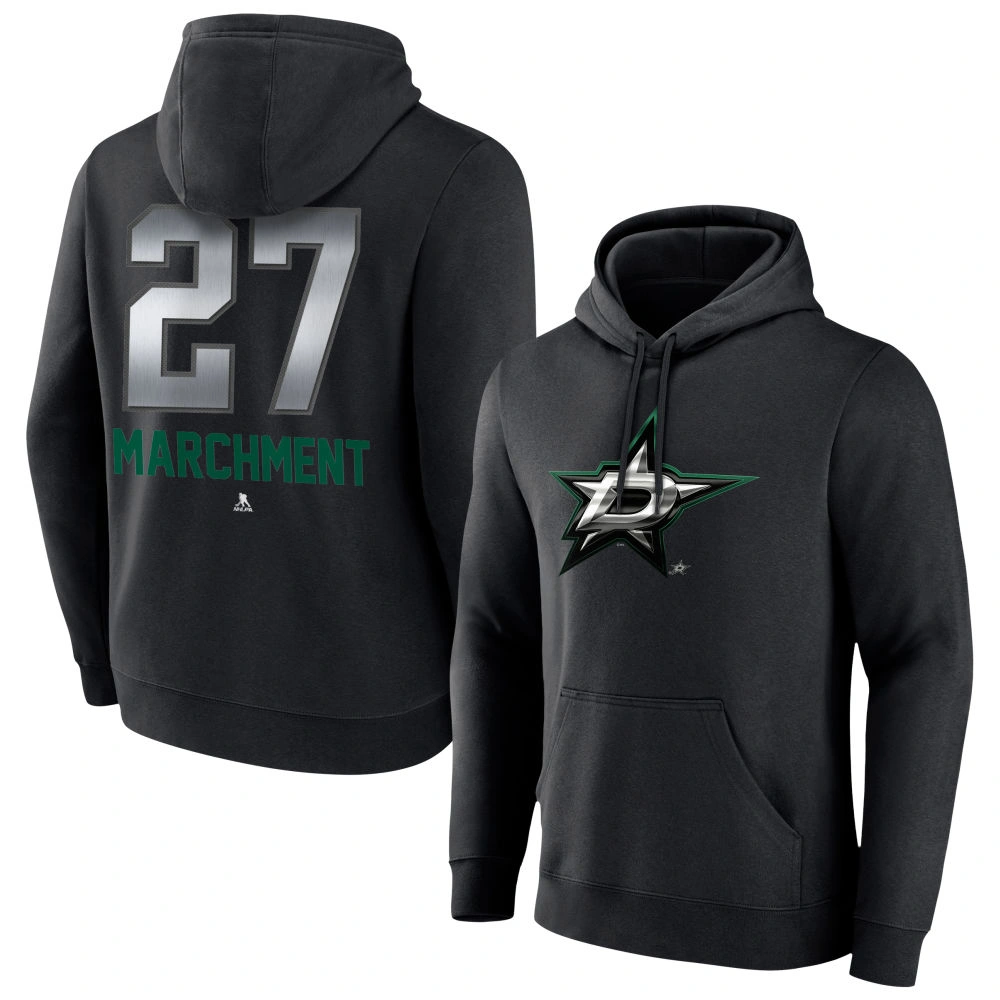 Youth Dallas Stars Black Midnight Mascot Logo Mason Marchment Pullover Hoodie