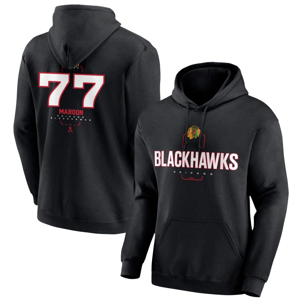 Youth Chicago Blackhawks Black Midfielder Pat Maroon Pullover Hoodie Youth Chicago Blackhawks Black Midfielder Pat Maroon Pullover Hoodie