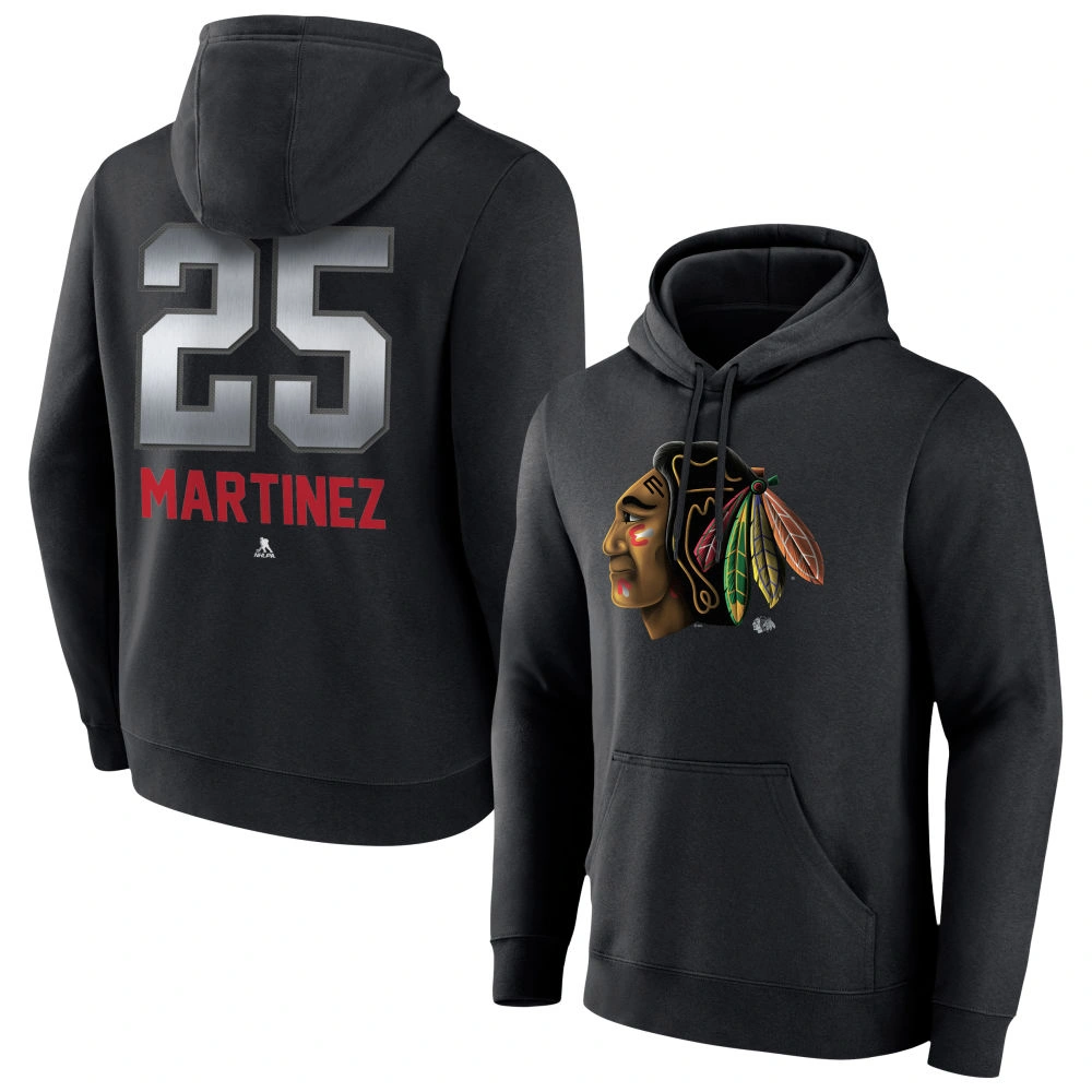 Youth Chicago Blackhawks Black Midnight Mascot Logo Alec Martinez Pullover Hoodie Youth Chicago Blackhawks Black Midnight Mascot Logo Alec Martinez Pullover Hoodie