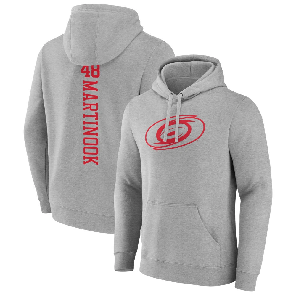 Men's Carolina Hurricanes Heather Gray Jordan Martinook Player Pullover Hoodie Men's Carolina Hurricanes Heather Gray Jordan Martinook Player Pullover Hoodie