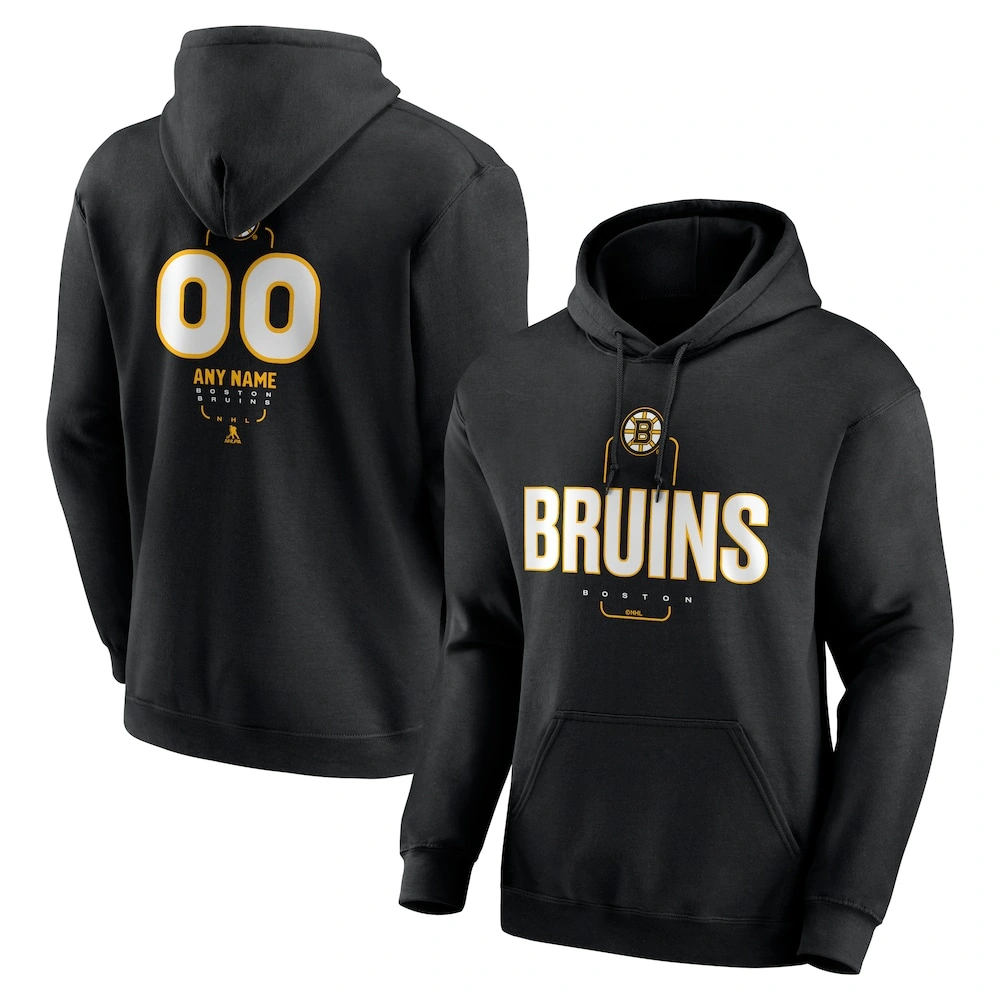 Men's Boston Bruins Black Midfielder Customized Player Pullover Hoodie