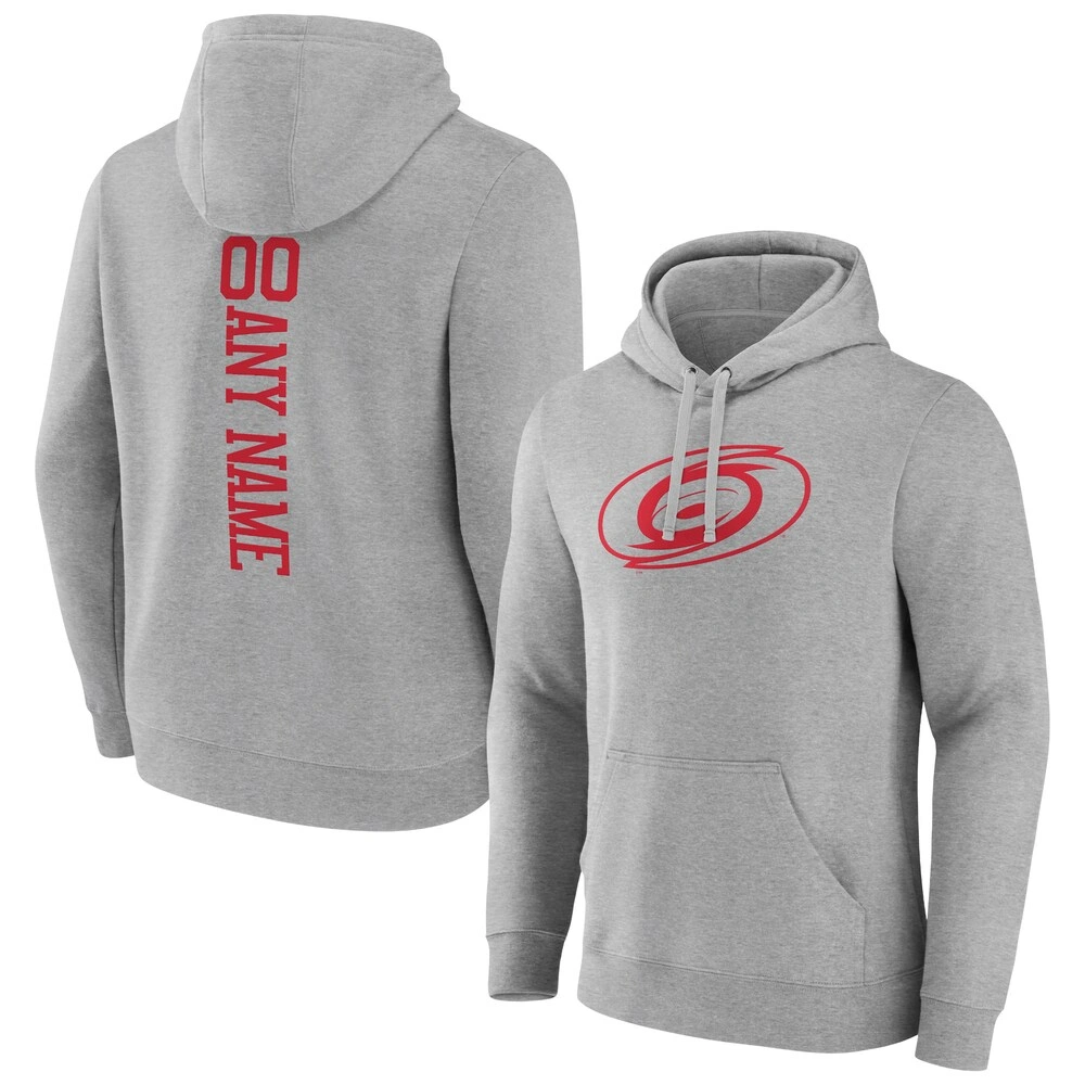 Men's Carolina Hurricanes Heather Gray Customized Player Pullover Hoodie