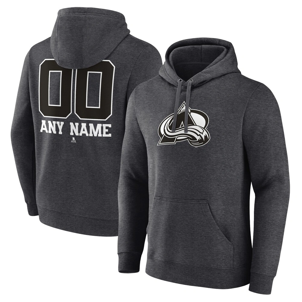 Men's Colorado Avalanche Charcoal Monochrome Customized Player Pullover Hoodie
