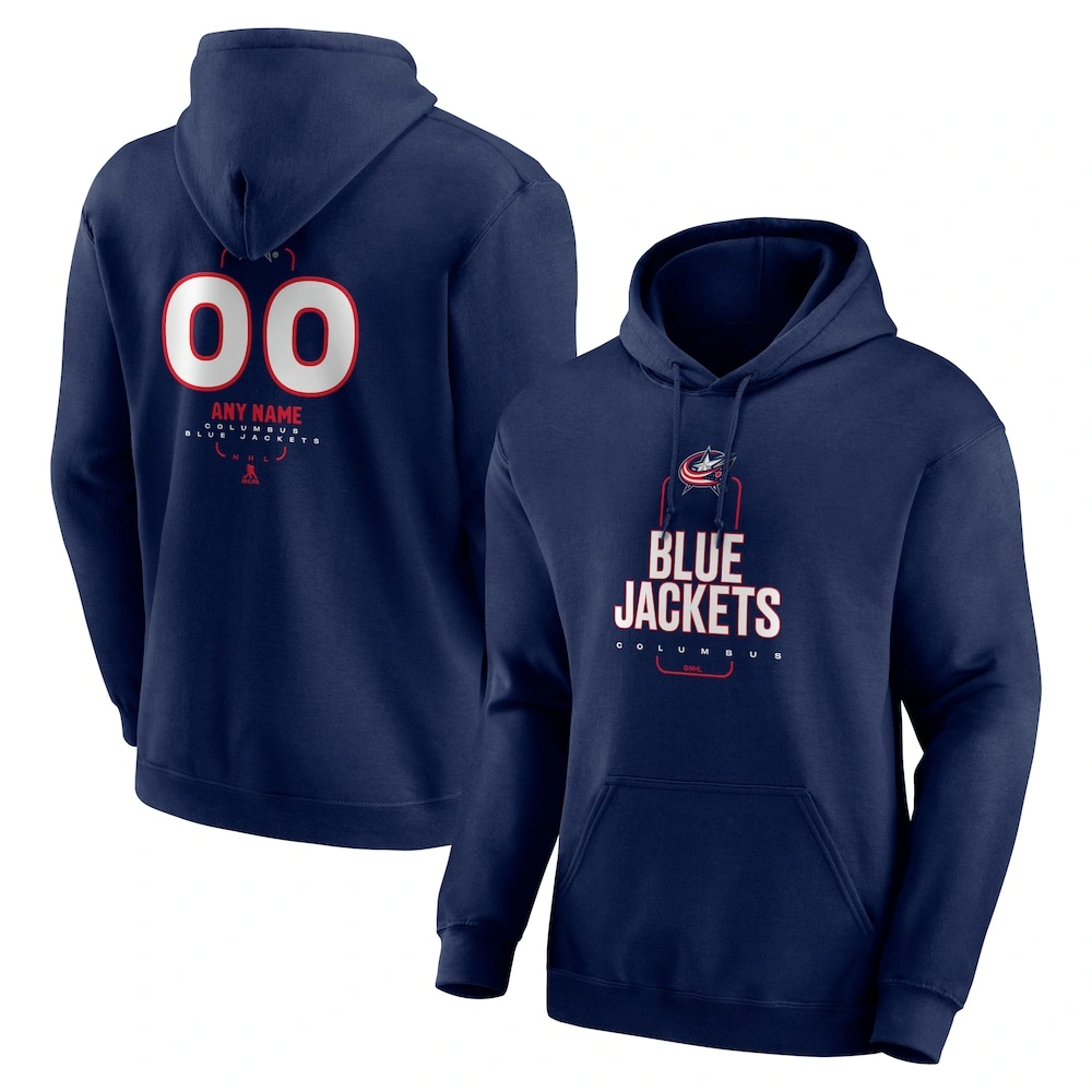 Men's Columbus Blue Jackets Navy Midfielder Customized Player Pullover Hoodie