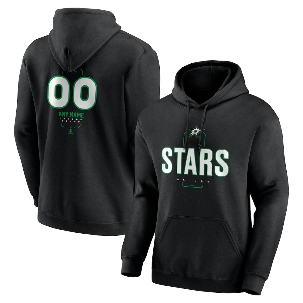 Men's Dallas Stars Black Midfielder Customized Player Pullover Hoodie