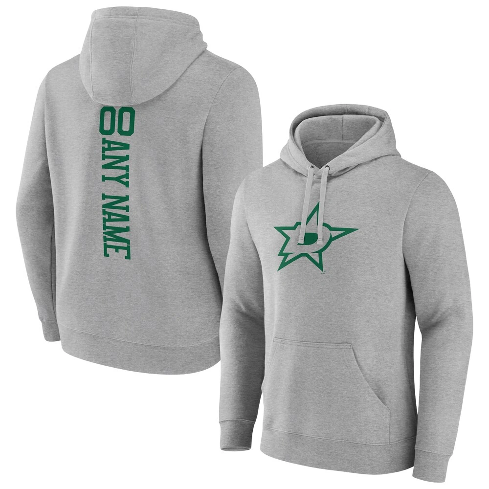 Men's Dallas Stars Heather Gray Customized Player Pullover Hoodie