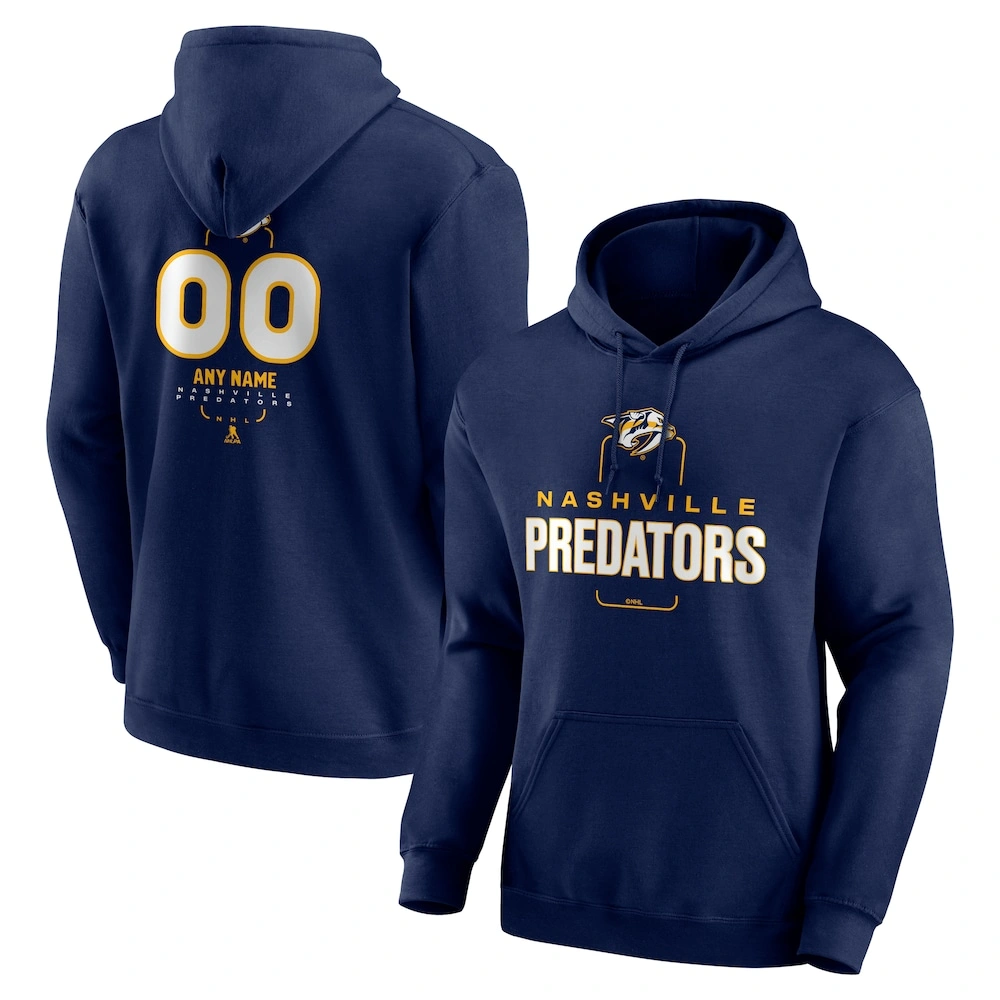 Men's Nashville Predators Navy Midfielder Customized Player Pullover Hoodie Men's Nashville Predators Navy Midfielder Customized Player Pullover Hoodie