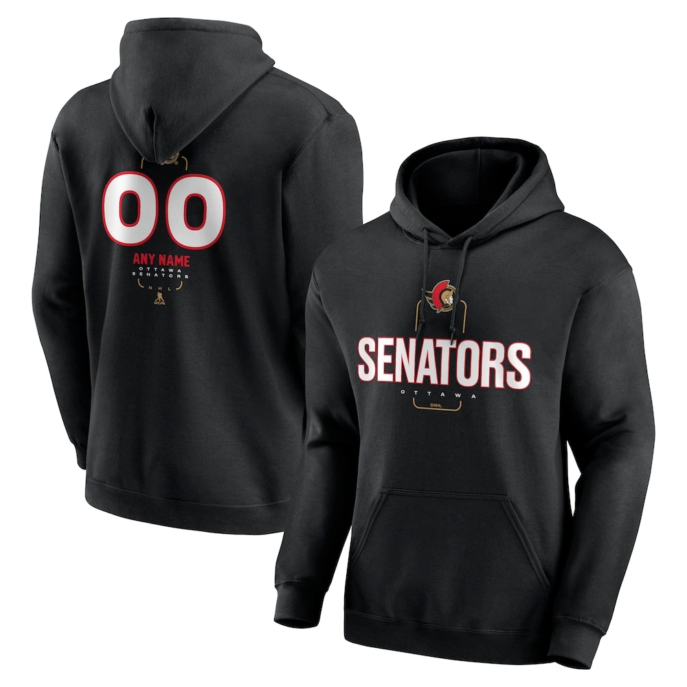 Youth Ottawa Senators Black Midfielder Customized Pullover Hoodie Youth Ottawa Senators Black Midfielder Customized Pullover Hoodie