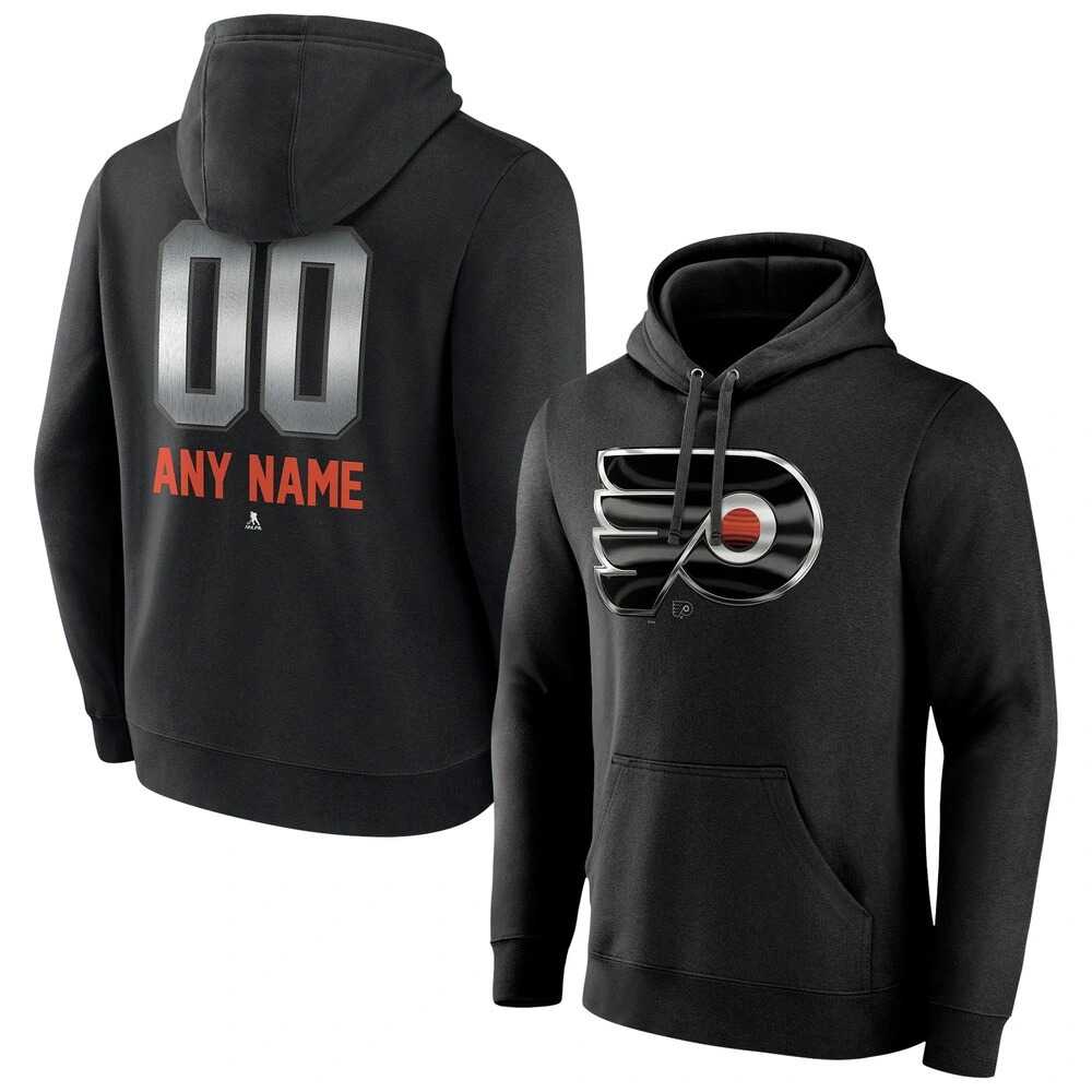 Men's Philadelphia Flyers Black Midnight Mascot Logo Customized Player Pullover Hoodie Men's Philadelphia Flyers Black Midnight Mascot Logo Customized Player Pullover Hoodie