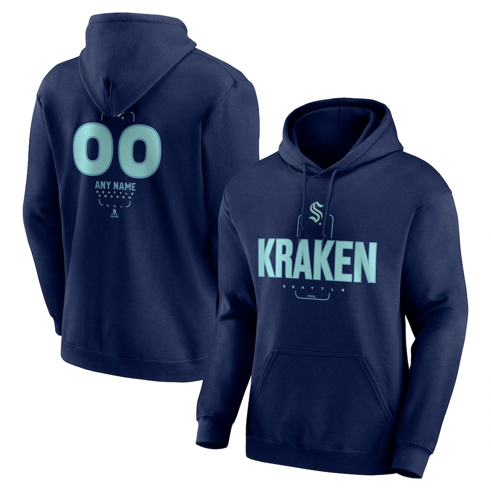 Men's Seattle Kraken Deep Sea Blue Midfielder Customized Player Pullover Hoodie Men's Seattle Kraken Deep Sea Blue Midfielder Customized Player Pullover Hoodie