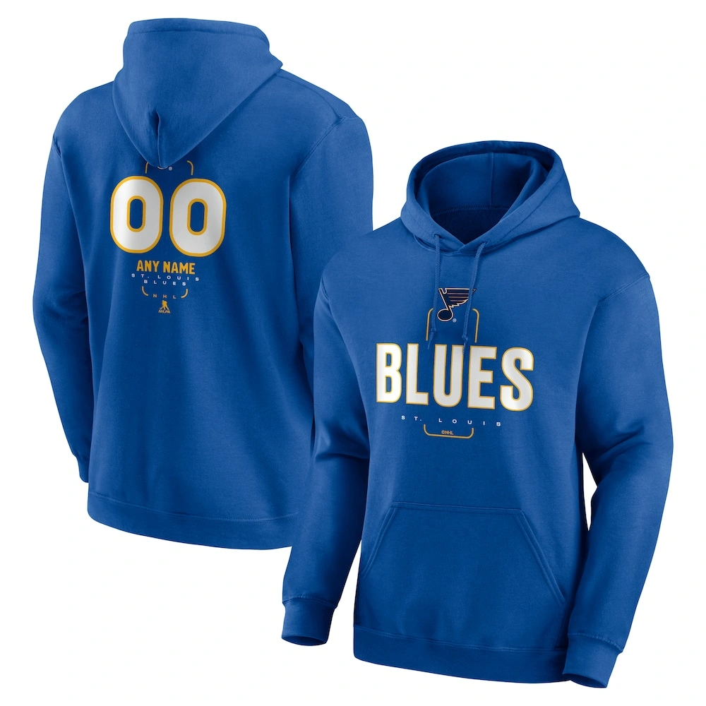 Men's St. Louis Blues Royal Midfielder Customized Player Pullover Hoodie Men's St. Louis Blues Royal Midfielder Customized Player Pullover Hoodie