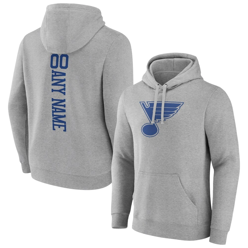 Men's St. Louis Blues Heather Gray Customized Player Pullover Hoodie Men's St. Louis Blues Heather Gray Customized Player Pullover Hoodie