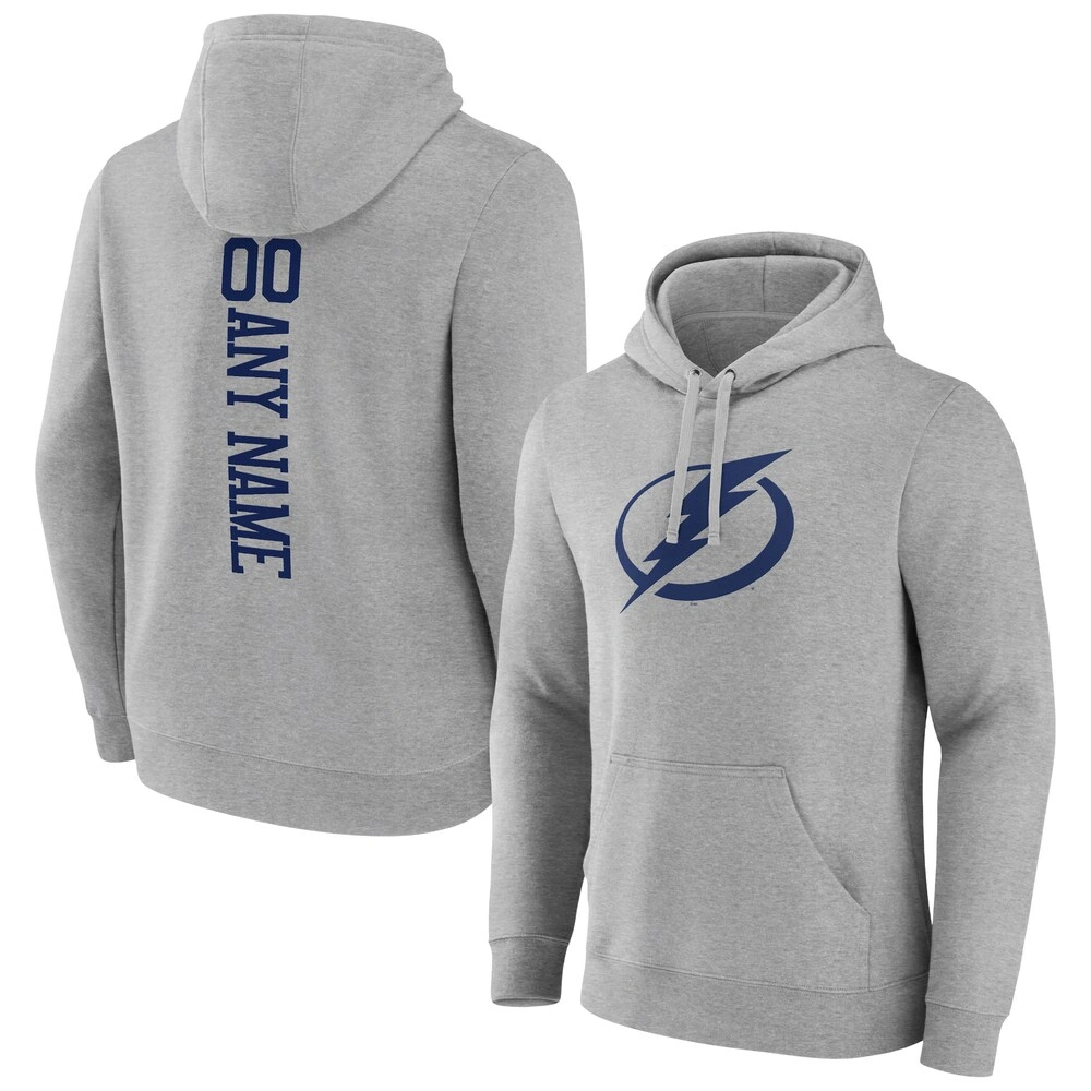 Men's Tampa Bay Lightning Heather Gray Customized Player Pullover Hoodie Men's Tampa Bay Lightning Heather Gray Customized Player Pullover Hoodie