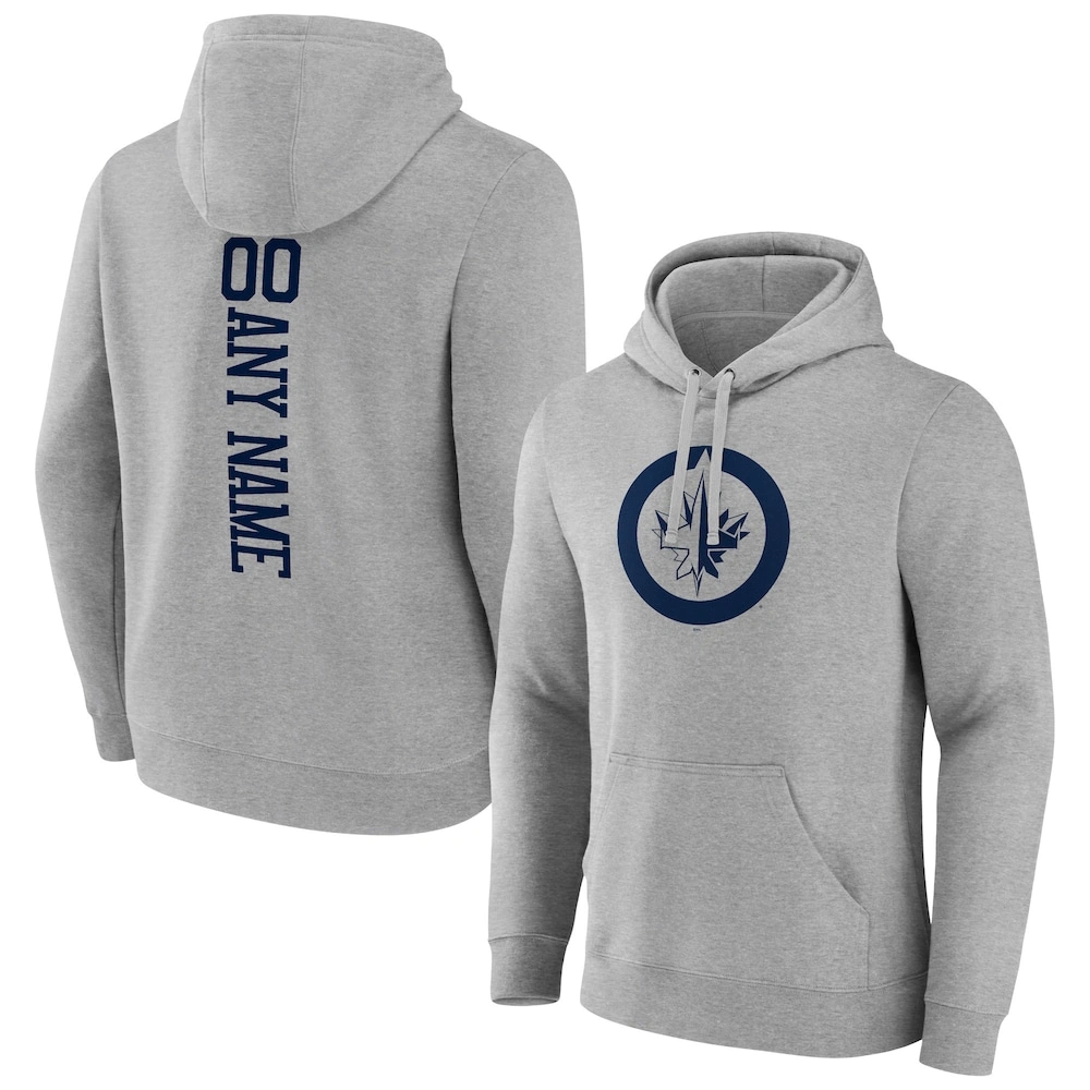 Men's Winnipeg Jets Heather Gray Customized Player Pullover Hoodie Men's Winnipeg Jets Heather Gray Customized Player Pullover Hoodie