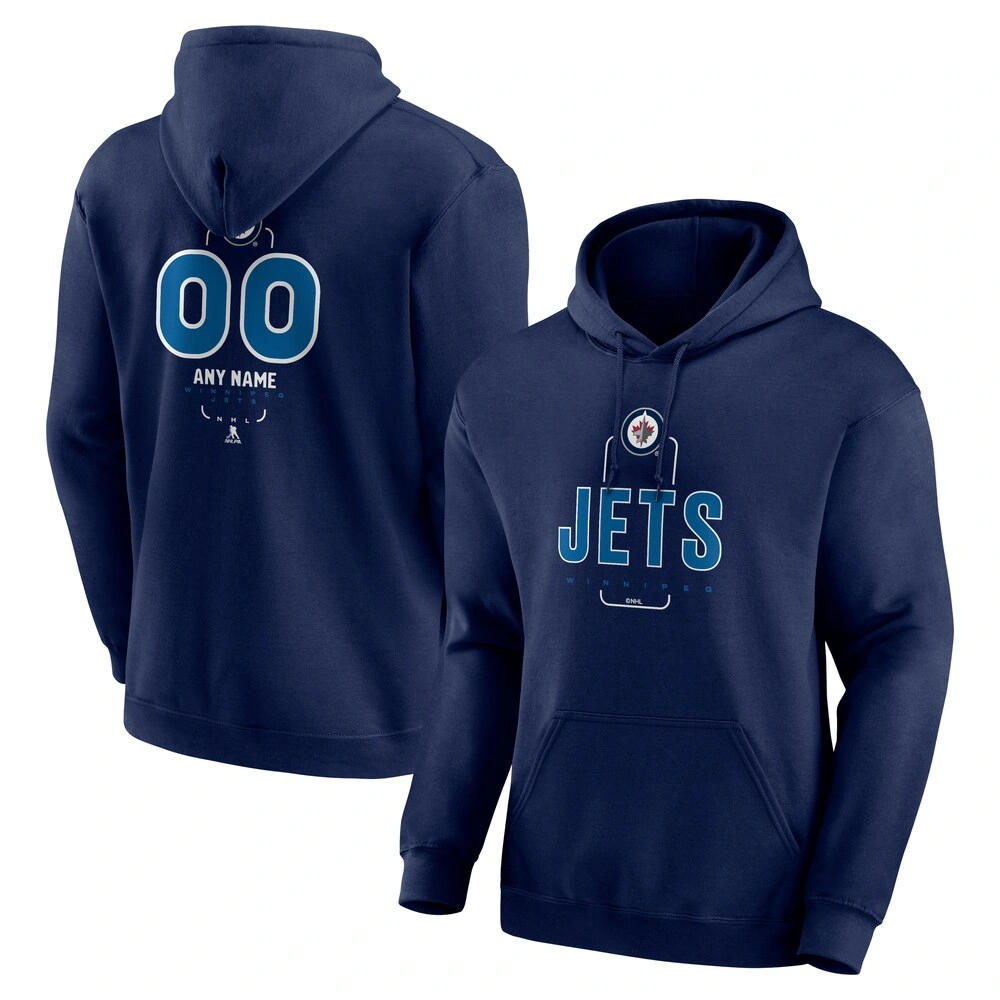 Men's Winnipeg Jets Navy Midfielder Customized Player Pullover Hoodie Men's Winnipeg Jets Navy Midfielder Customized Player Pullover Hoodie