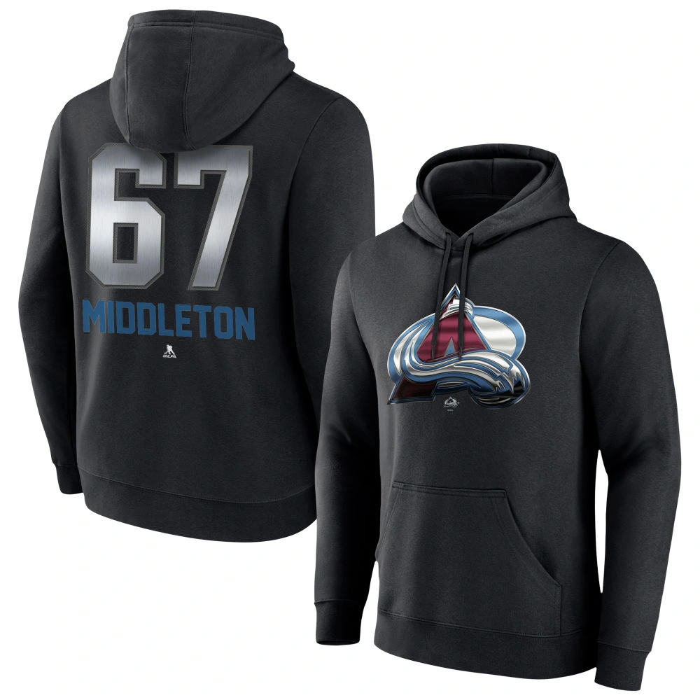Youth Colorado Avalanche Black Midnight Mascot Logo Keaton Middleton Pullover Hoodie Youth Colorado Avalanche Black Midnight Mascot Logo Keaton Middleton Pullover Hoodie