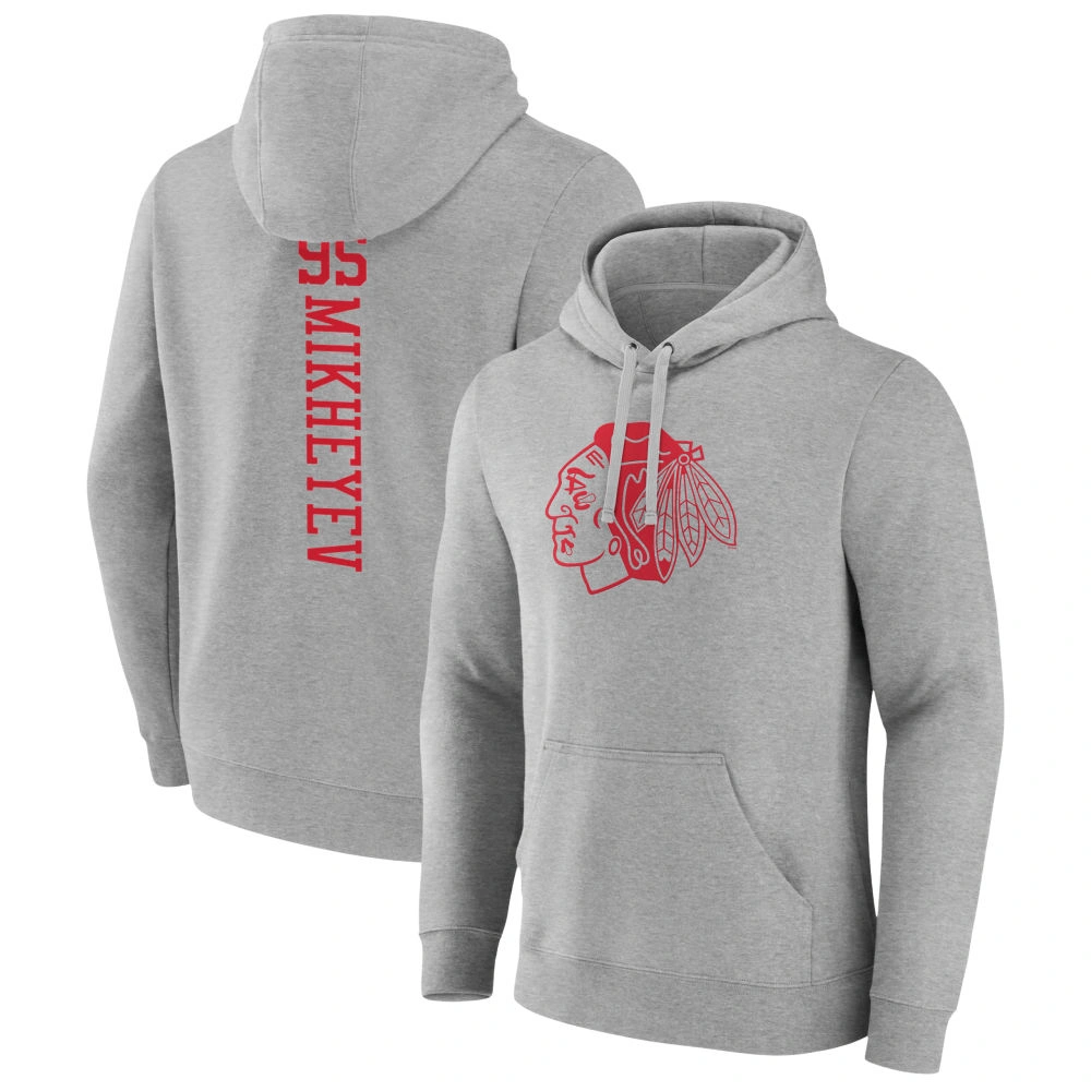 Youth Chicago Blackhawks Heather Gray Ilya Mikheyev Pullover Hoodie Youth Chicago Blackhawks Heather Gray Ilya Mikheyev Pullover Hoodie