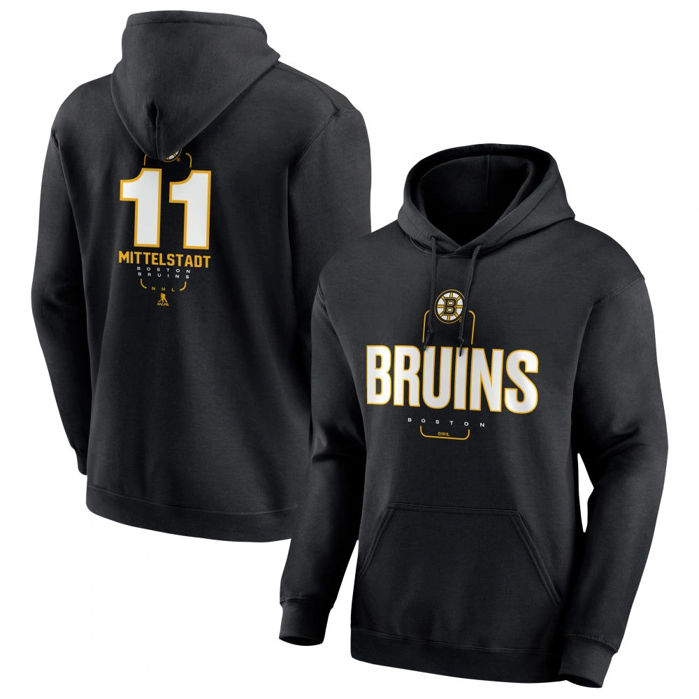 Youth Boston Bruins Black Midfielder Casey Mittelstadt #11 Pullover Hoodie