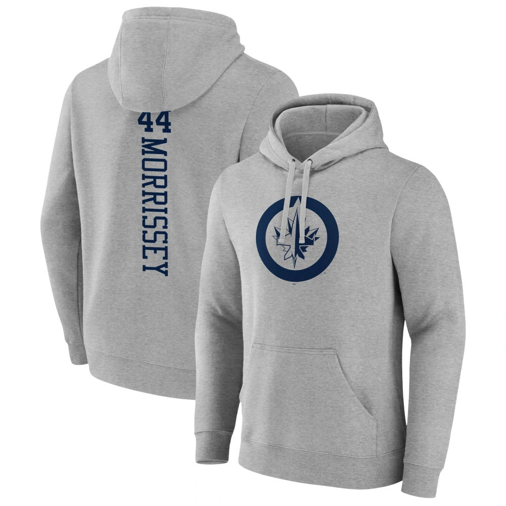Men's Winnipeg Jets Heather Gray Josh Morrissey Player Pullover Hoodie Men's Winnipeg Jets Heather Gray Josh Morrissey Player Pullover Hoodie