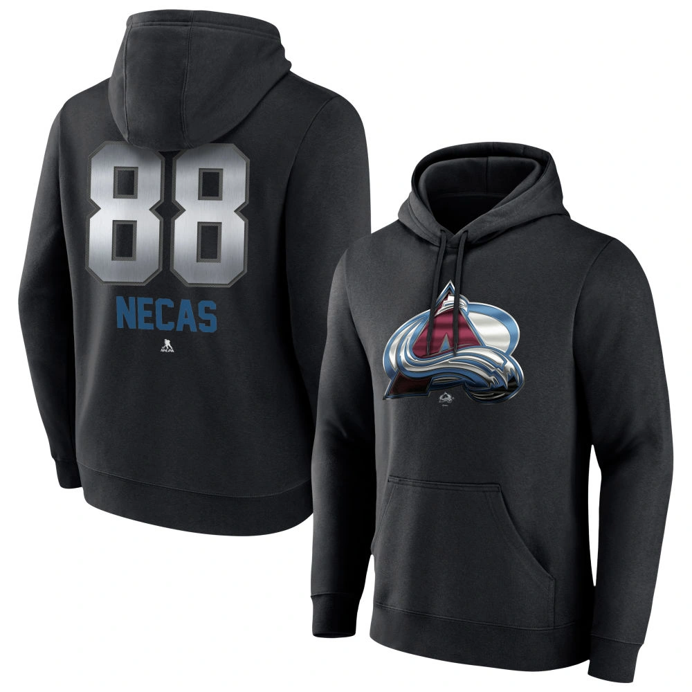 Youth Colorado Avalanche Black Midnight Mascot Logo Martin Necas Pullover Hoodie Youth Colorado Avalanche Black Midnight Mascot Logo Martin Necas Pullover Hoodie
