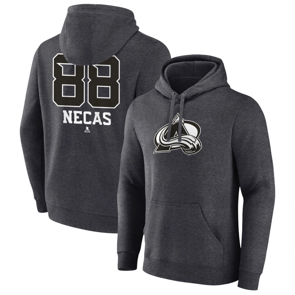 Youth Colorado Avalanche Charcoal Monochrome Martin Necas Pullover Hoodie Youth Colorado Avalanche Charcoal Monochrome Martin Necas Pullover Hoodie