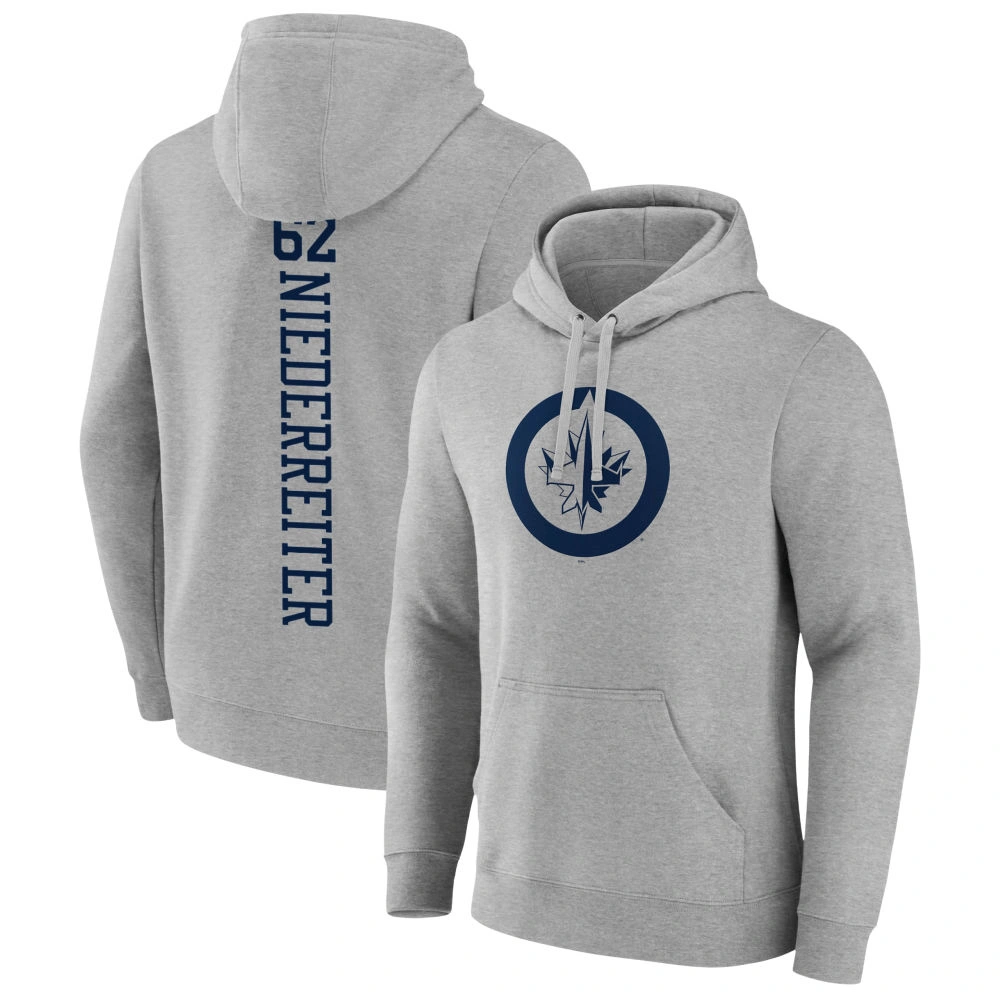Men's Winnipeg Jets Heather Gray Nino Niederreiter Player Pullover Hoodie Men's Winnipeg Jets Heather Gray Nino Niederreiter Player Pullover Hoodie