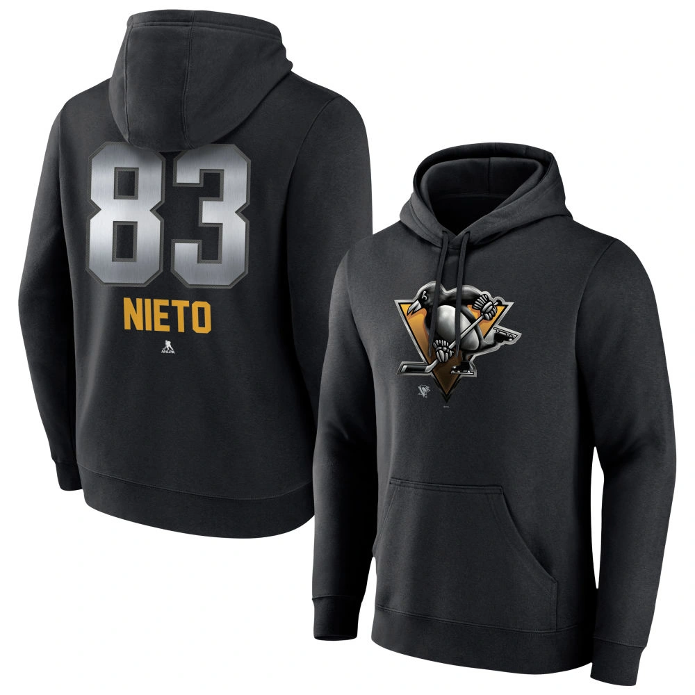 Men's Pittsburgh Penguins Black Midnight Mascot Logo Matt Nieto Player Pullover Hoodie