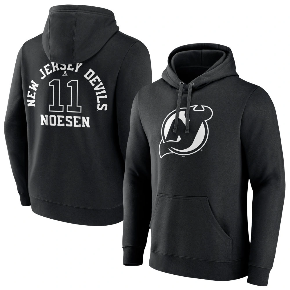 Youth New Jersey Devils Black Monochrome Stefan Noesen Pullover Hoodie Youth New Jersey Devils Black Monochrome Stefan Noesen Pullover Hoodie