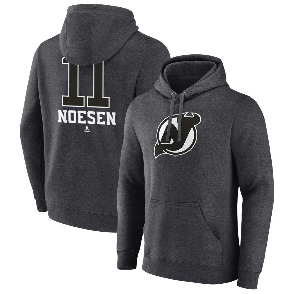Men's New Jersey Devils Charcoal Monochrome Stefan Noesen Player Pullover Hoodie Men's New Jersey Devils Charcoal Monochrome Stefan Noesen Player Pullover Hoodie