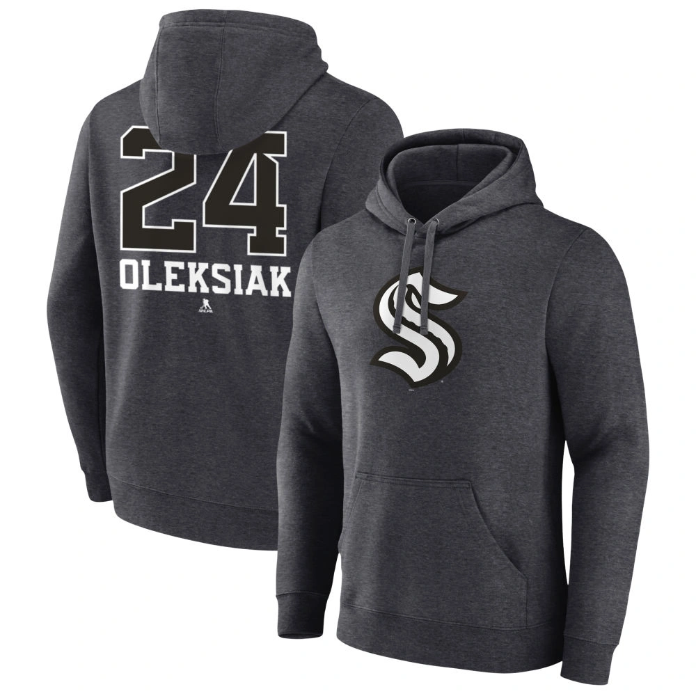 Youth Seattle Kraken Charcoal Monochrome Jamie Oleksiak Pullover Hoodie Youth Seattle Kraken Charcoal Monochrome Jamie Oleksiak Pullover Hoodie