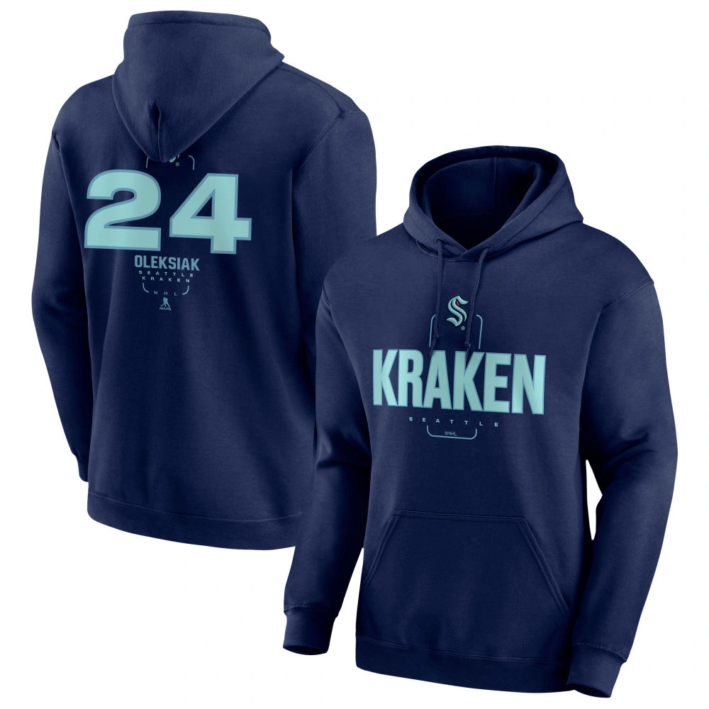 Youth Seattle Kraken Deep Sea Blue Midfielder Jamie Oleksiak Pullover Hoodie Youth Seattle Kraken Deep Sea Blue Midfielder Jamie Oleksiak Pullover Hoodie
