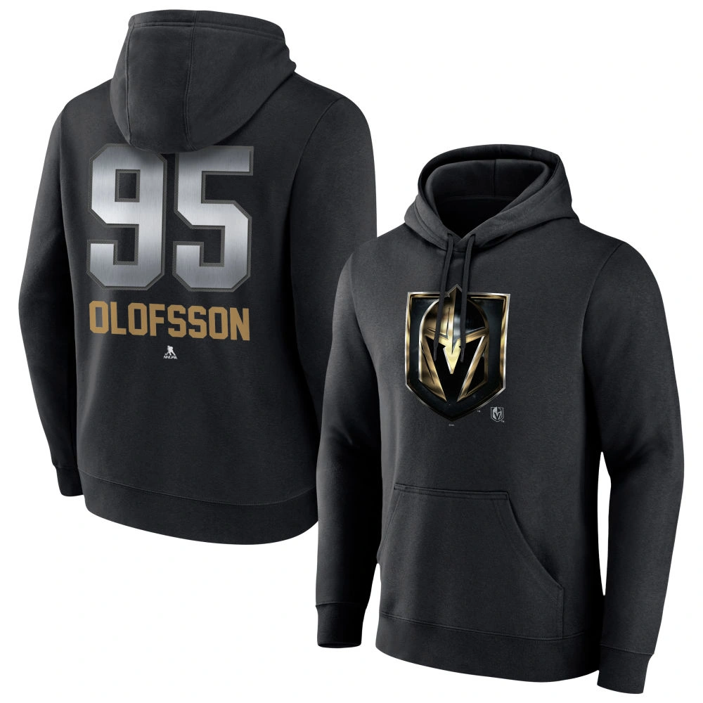 Youth Vegas Golden Knights Black Midnight Mascot Logo Victor Olofsson Pullover Hoodie Youth Vegas Golden Knights Black Midnight Mascot Logo Victor Olofsson Pullover Hoodie