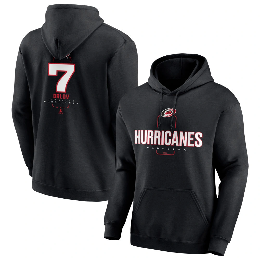 Men's Carolina Hurricanes Black Midfielder Dmitry Orlov Player Pullover Hoodie Men's Carolina Hurricanes Black Midfielder Dmitry Orlov Player Pullover Hoodie
