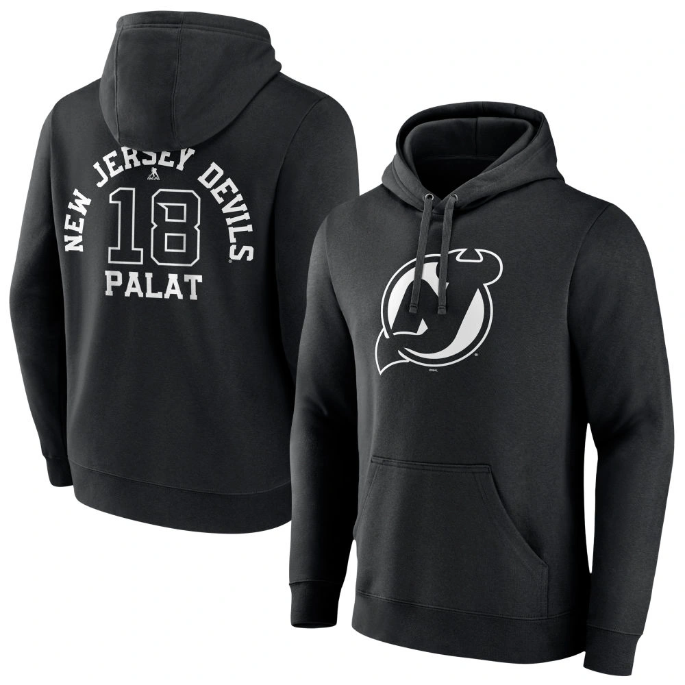 Youth New Jersey Devils Black Monochrome Ondrej Palat Pullover Hoodie Youth New Jersey Devils Black Monochrome Ondrej Palat Pullover Hoodie